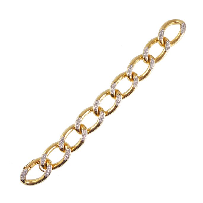 Gold and diamond bold tracelink bracelet by Cartier, France, | MasterArt